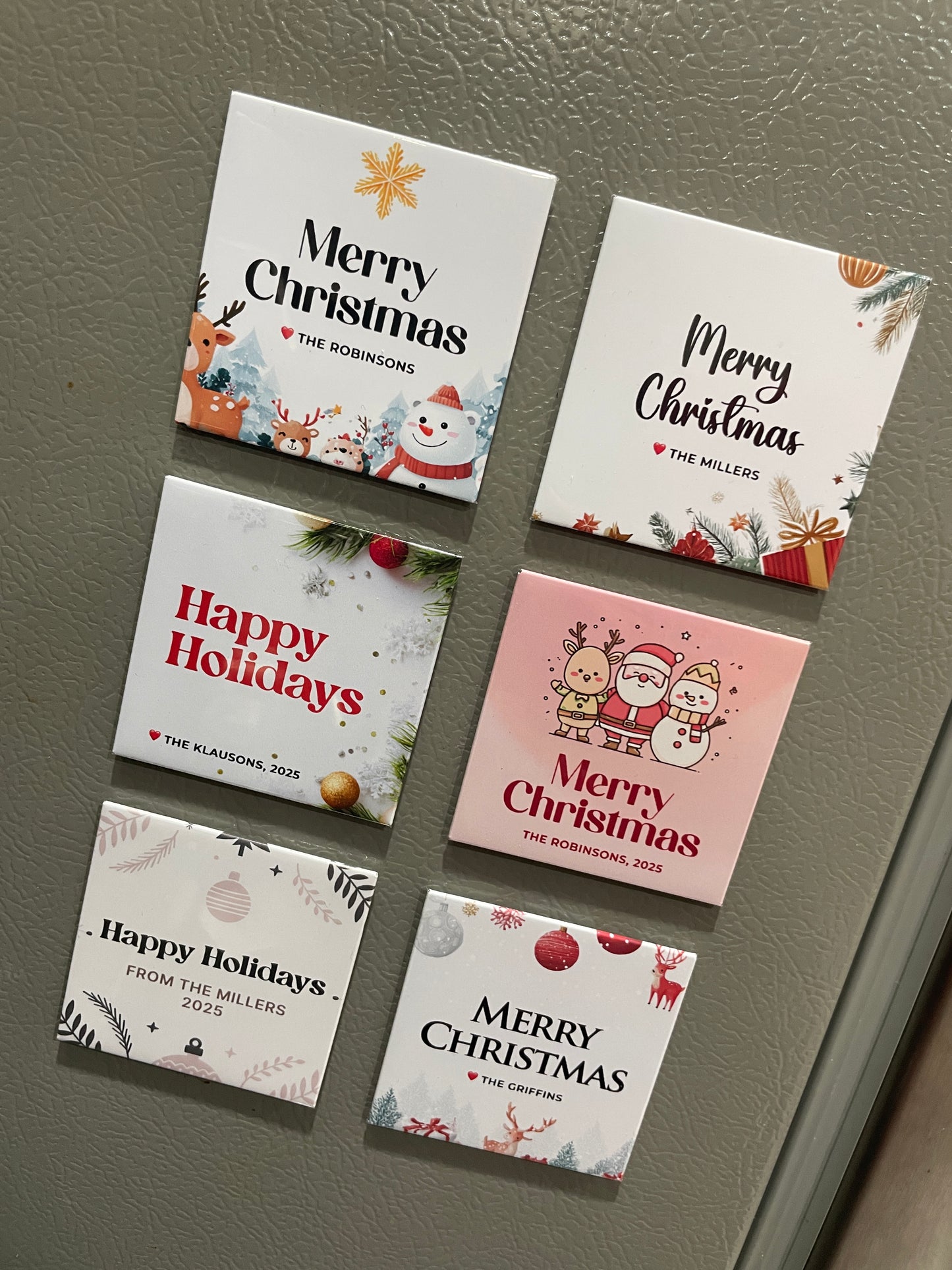 Set of 6 Custom Christmas Wishes Fridge Magnets